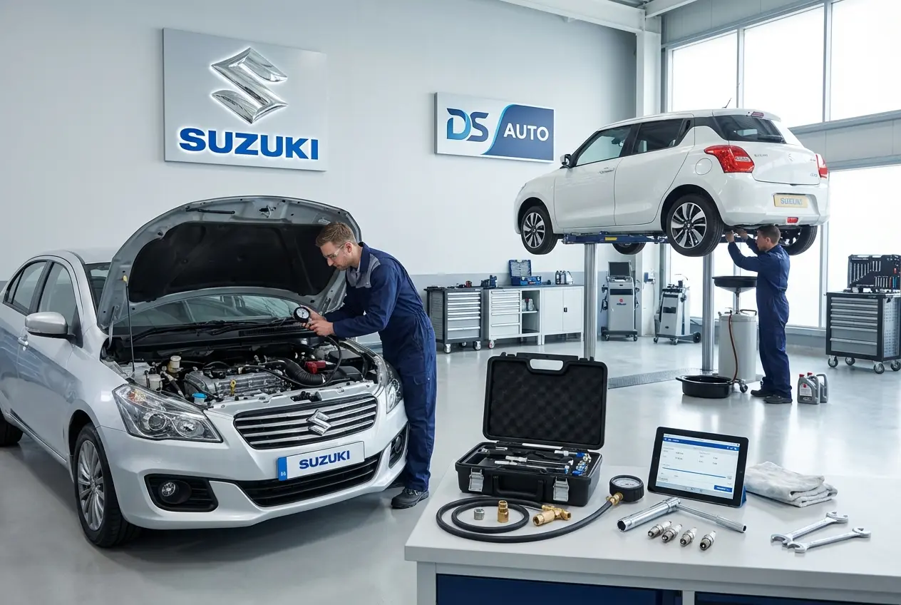 Процесс замера компрессии в двигателе Suzuki в автосервисе DS Auto в Жуковском
