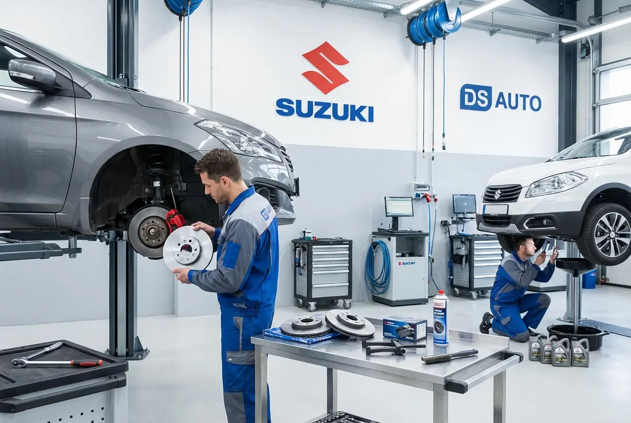 Процесс замены передних тормозных дисков Suzuki в автосервисе «DS Auto»
